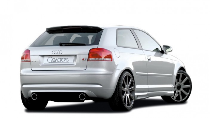 Spoiler la bara spate Caractere | Audi A3 2004-2008 (8P), cu evacuare sport